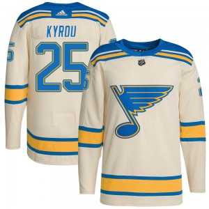 Men%27s St. Louis Blues #25 Jordan Kyrou Cream 2022 Winter Classic Stitched Jersey Dzhi